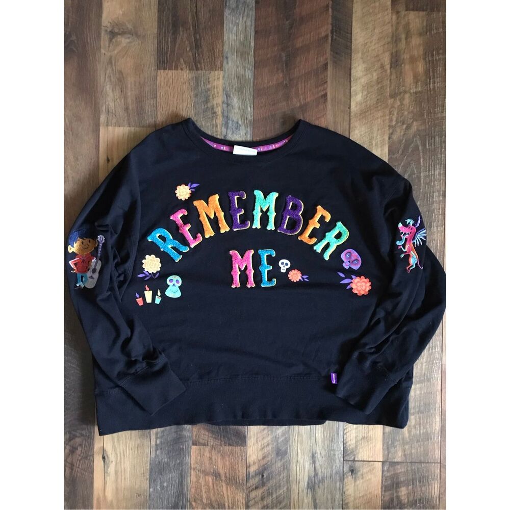 Disney Pixar Coco black embroidered sweatshirt womens SZ XL day of the dead
